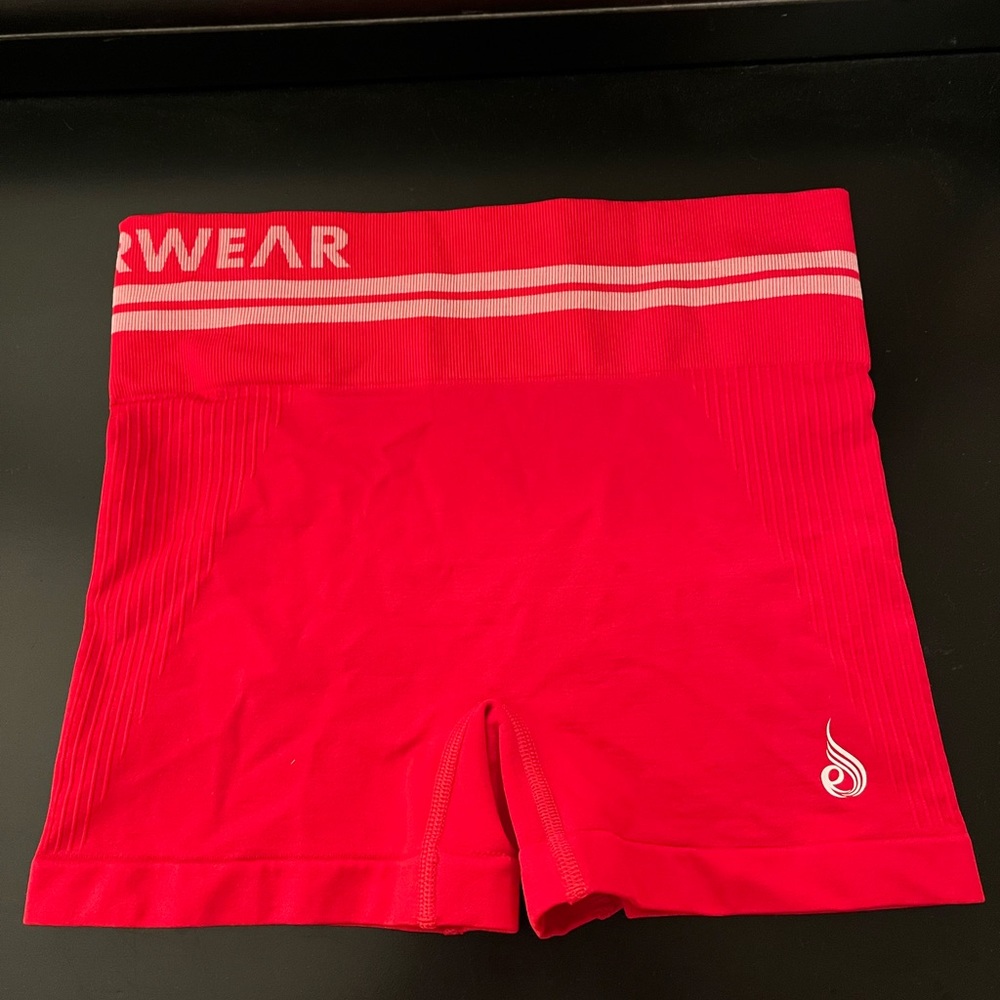 high waisted red ryder wear gym shorts